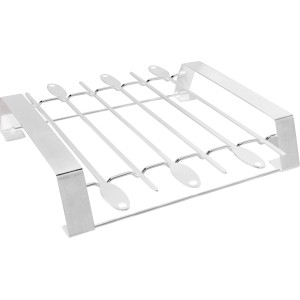Jamestown Schaschlik- und Kebabspieß-Set, 7-teilig, aus Edelstahl mit Halterung.