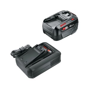 Bosch 18V Starter-Set mit 4,0 Ah Akku und Ladegerät für Elektrowerkzeuge.