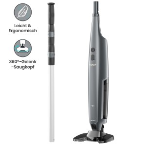 Aiper Akku-Poolreiniger Pilot X1, weiß, mit Teleskopstange und Saugkopf.