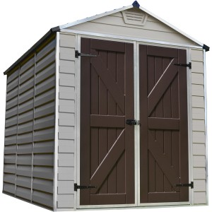 Palram Canopia Skylight Gerätehaus 1.9x2.3 in Braun-Mix: Gartenhaus aus Kunststoff mit Doppeltür.