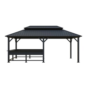 Schwarzer Sojag Pavillon Bondi 1220 mit Doppeldach und Ablagefläche.