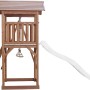 Axi Beach Tower Spielturm mit Doppelschaukel, braunes Holz, weiße Rutsche. Ideal für Garten & Outdoor.
