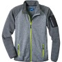 Scheibler Strickjacke Tweng in Grau-Schwarz-Meliert-Gelb mit Reißverschlüssen und Handytasche.