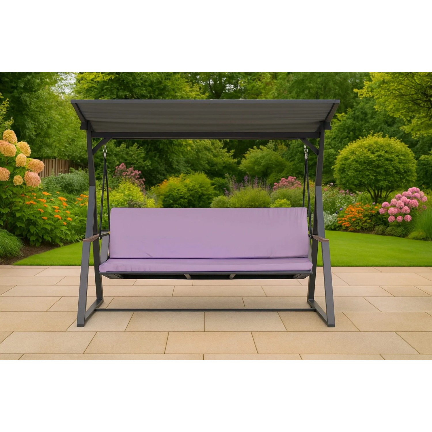 Lila Setgarden Kissen für Hollywoodschaukel, 2-Sitzer, 110x60x7 cm. Sitzkissen & Rückenkissen.