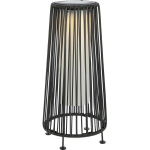 Schwarze Solar-LED-Dekoleuchte Aviano, 45 cm hoch, mit warmweißem Licht für Garten und Terrasse.