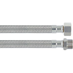 LUX Flex-Armaturenschlauch, 1000 mm, Edelstahl, mit Überwurfmutter und Außengewinde.