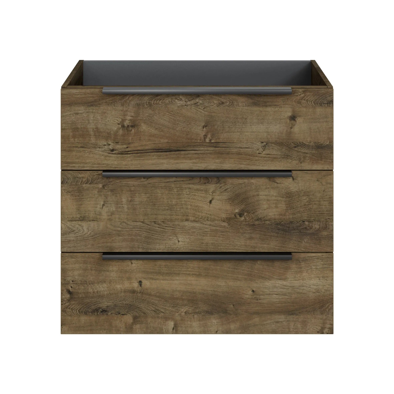 Pelipal Waschbeckenunterschrank Quantum 07, Eiche Ribbeck Quer, 80 cm mit 3 Auszügen.