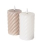 Boltze Home LED-Kerzen, 2er-Set, beige und weiß, gewickeltes Design, Ø 7,5x12,5cm.