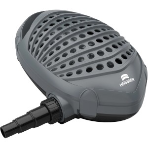 Graue Heissner Aqua Craft Smart Teichpumpe 20000 mit Filterkorb und Anschluss.