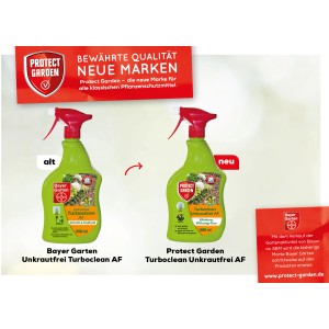 Protect Garden Turboclean Unkrautfrei AF 1 l: Unkrautmittel mit Sprühkopf, alte und neue Verpackung im Vergleich.