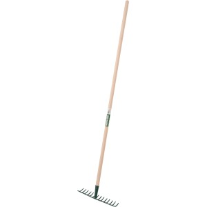Johann Offner Gartenrechen mit Holzstiel, 14 Zinken für Gartenarbeiten.