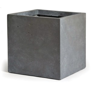 Grauer M Collections Pflanztopf Clayfibre Cubi, 65x65 cm, quadratisch.