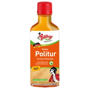 Poliboy fixneu Politur hell, 100ml Flasche für lackierte Möbel und Holzoberflächen.