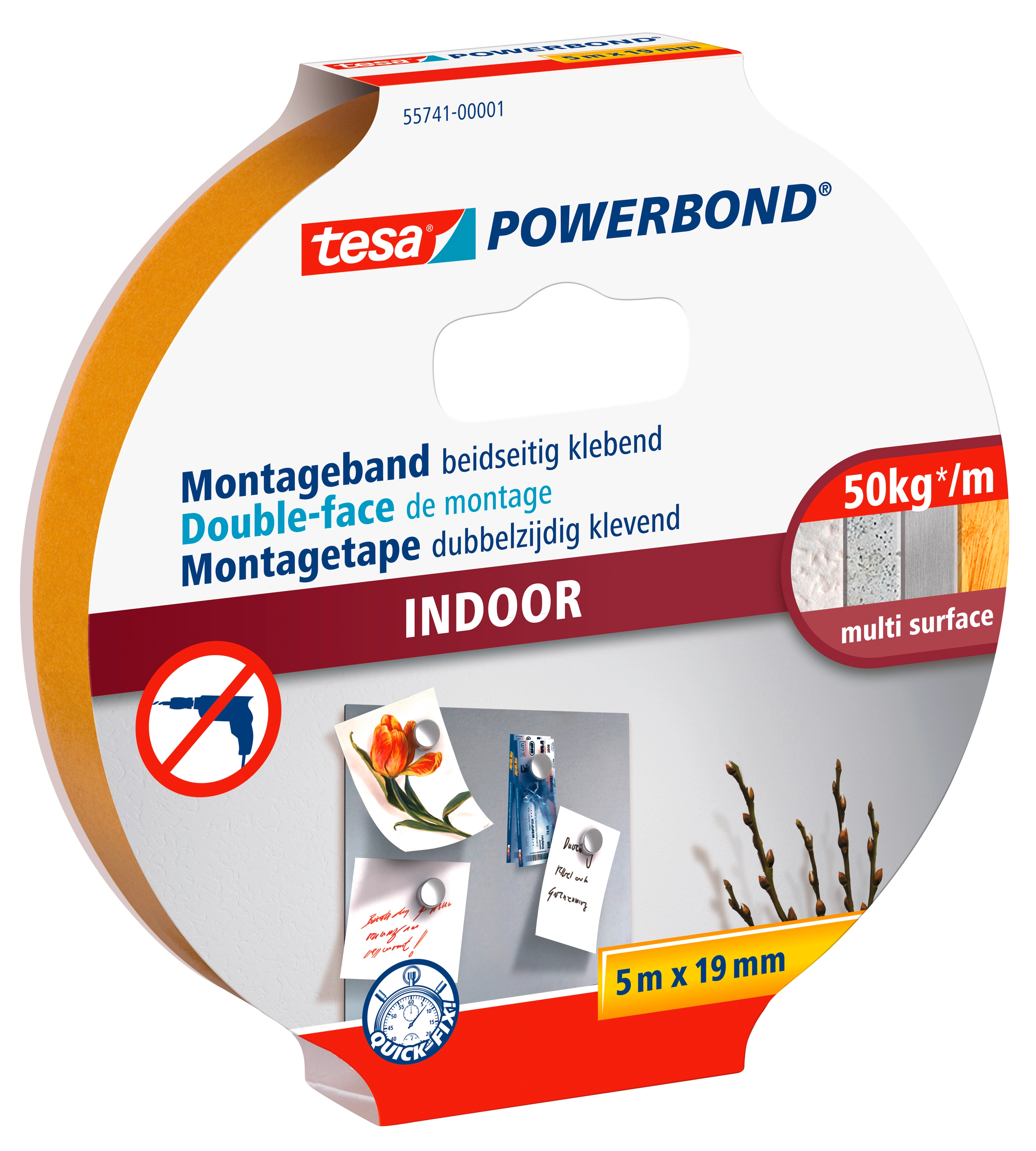 Tesa Powerbond Montageband Spiegel (5 m x 19 mm)