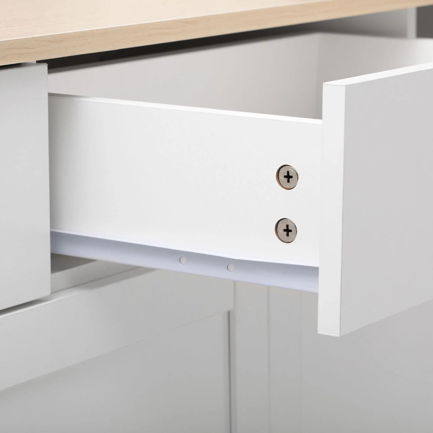 okwish Sideboard mit 4 Türen 3 Schubladen Wohnzimmer Esszimmer 160x37x75cm Weiß_7