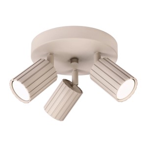 Beige Lamkur Deckenleuchte Prisma, Ø 20cm, mit drei geriffelten Spots. Ideal als Spotleuchte.