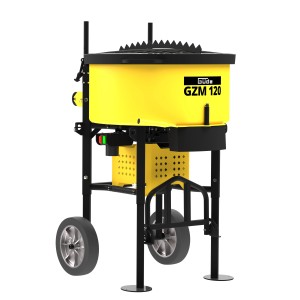 Güde Zwangsmischer GZM 120 in Gelb-Schwarz, ein Baugerät für Beton, Mörtel und mehr.