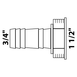 Kirchhoff Geräteanschluss für Siphon, 44,9 mm (1 1/2 IG) x 3/4, weiß.