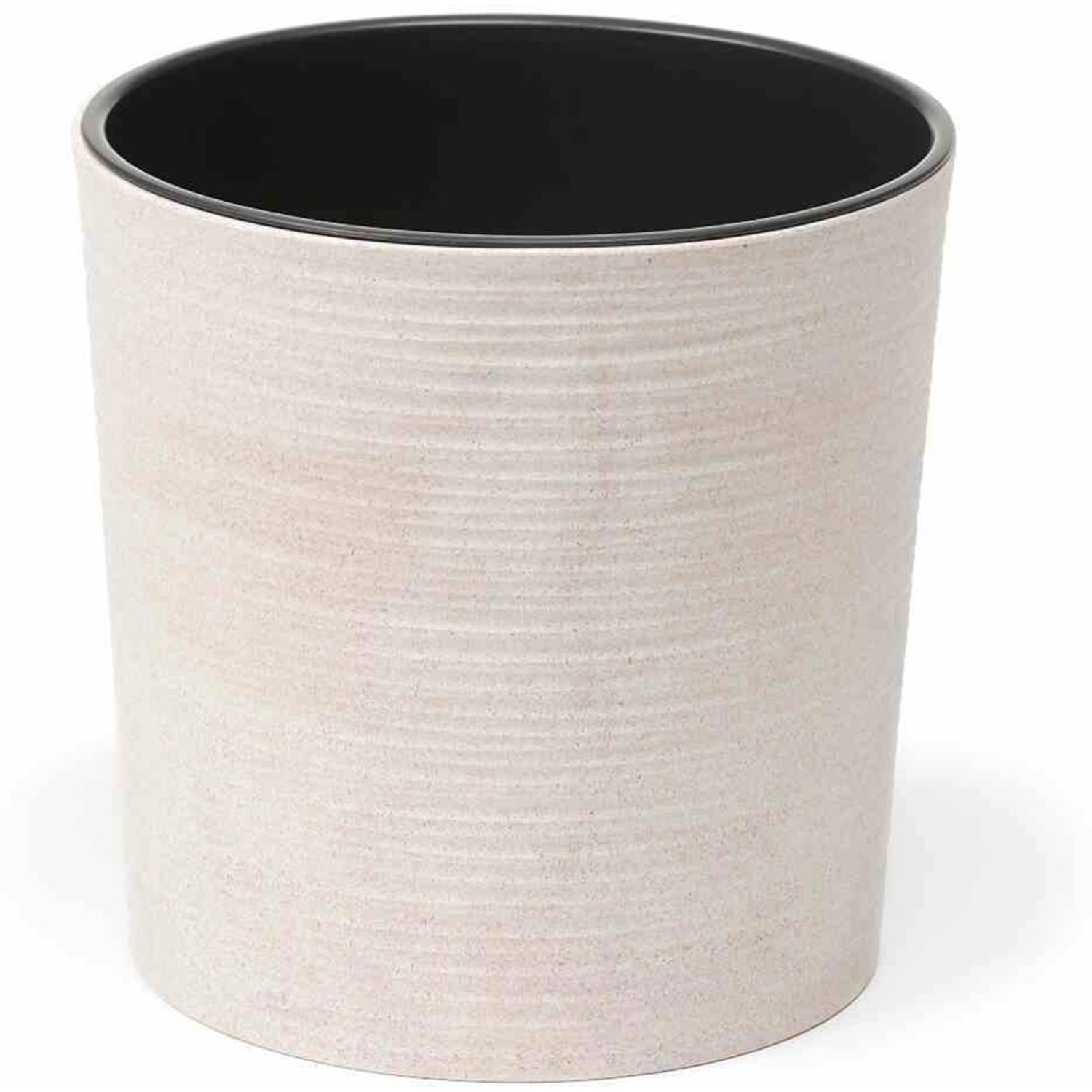 Siena Garden Pflanzgefäß Eco Lens, 2er Set, weiß, Ø25cm, mit Rillenoptik und Holzfaseranteil.