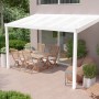 Weiße Terrassenüberdachung Professional (400x250cm) mit opaler Polycarbonat-Platte. Robuste Aluminiumkonstruktion.