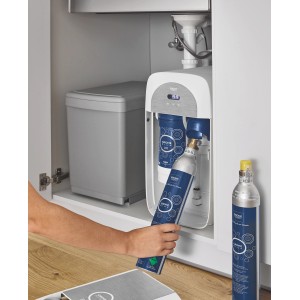 Grohe Blue CO2-Flaschen Starter-Set (4 x 425g) im Filtersystem eingebaut.
