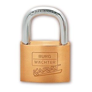 Burg Wächter Vorhangschloss Karat 217 30 SB aus Messing mit Stahlbügel.