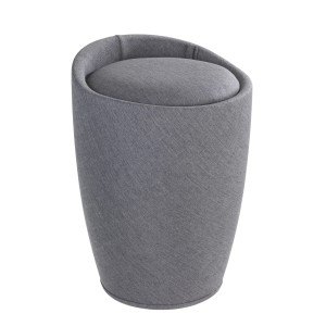 Wenko Badhocker Candy grau in Leinenoptik mit integriertem Wäschesack.