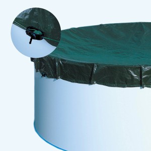 Grüne Summer Fun Poolabdeckung für runde Pools Ø 360 cm mit Seilzug und Schloss.
