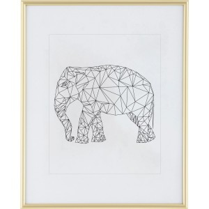 Goldener Kunststoff Bilderrahmen 40x50 cm mit Passepartout und abstraktem Elefantenmotiv.