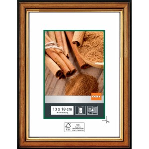 OBI Holz-Wechselrahmen Nuss-Gold, 13x18 cm, klassischer Bilderrahmen mit schmalem, abgerundetem Profil.