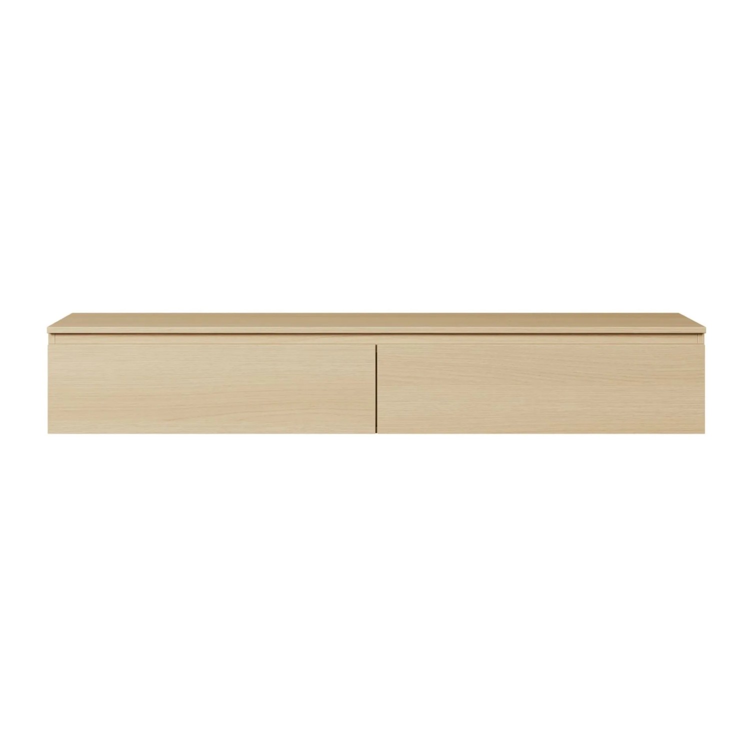 Selsey TV-Hängeboard Bemmi 175 cm in Eiche Holzoptik mit zwei Klappfächern für die Wandmontage.