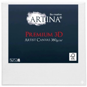 Artina Premium 3D Keilrahmen, 20x20cm, weiße Leinwand für Künstlerbedarf.