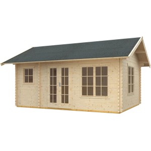 Skan Holz Gartenhaus Esbjerg 1: Weekendhaus mit Fenstern und Doppeltür aus Echtglas.