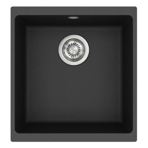 Helika Einbauspüle Forma 43 cm x 46 cm Schwarz inkl. Manuellem Ventil
