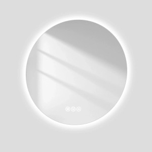 Runder Emke Badspiegel 80cm mit LED-Beleuchtung, Antibeschlag und Touch-Steuerung für 3 dimmbare Lichtfarben.