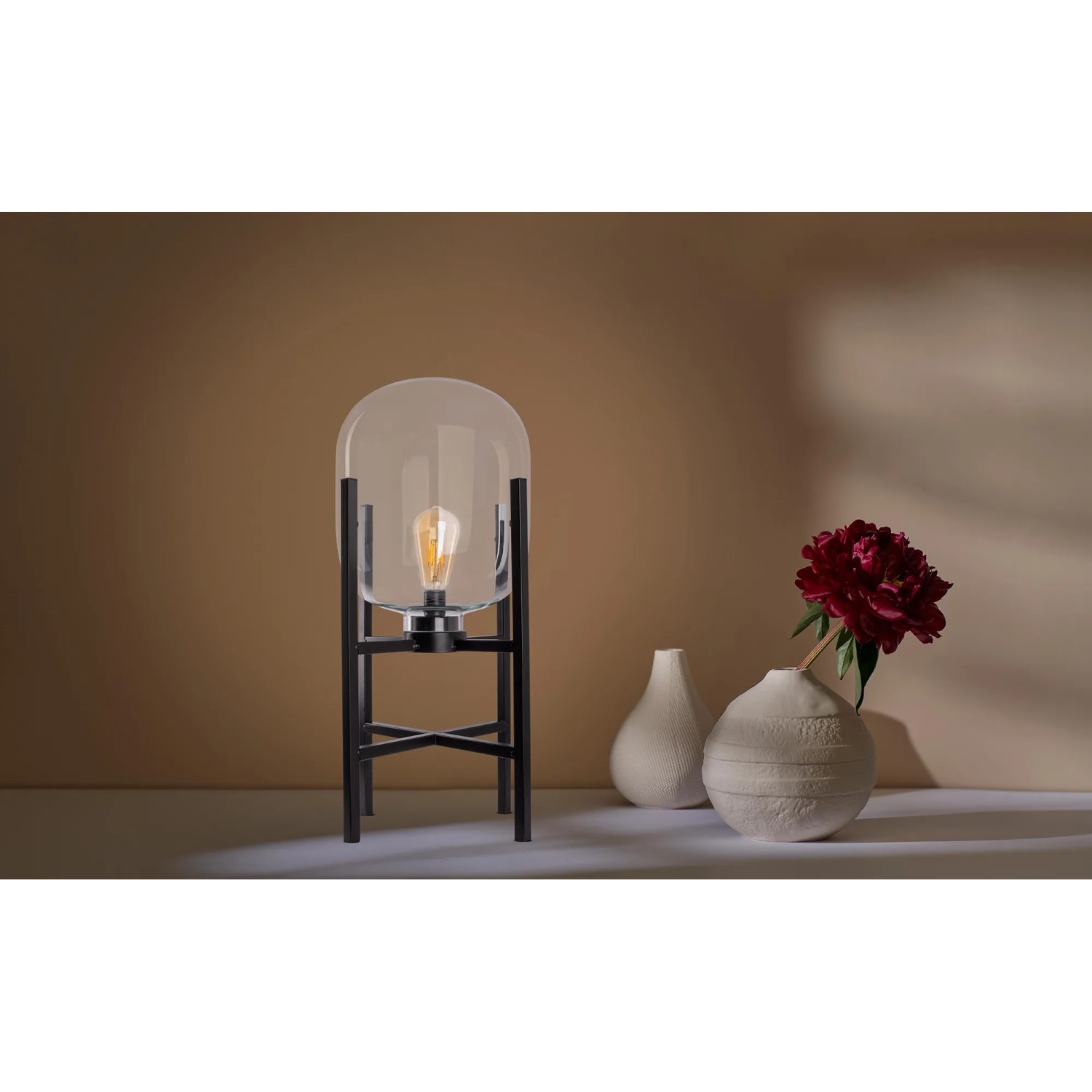 Schwarze Näve LED Akku-Sockelleuchte Lora, Ø 26 cm, 58 cm hoch, für stimmungsvolle Beleuchtung.