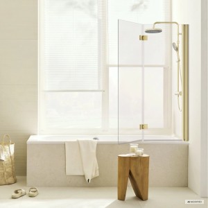 Schöner Wohnen Badewannenaufsatz Elara 140 cm x 100 cm Gold Matt 2-teilig