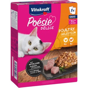 Vitakraft Poesie Delice Poultry Selection, 8x85g Nassfutter für Katzen mit Huhn und Pute.