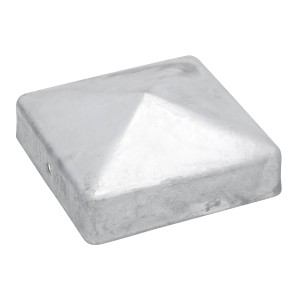 Quadratische, feuerverzinkte Pfostenkappe 91x91 mm für Holzpfosten.