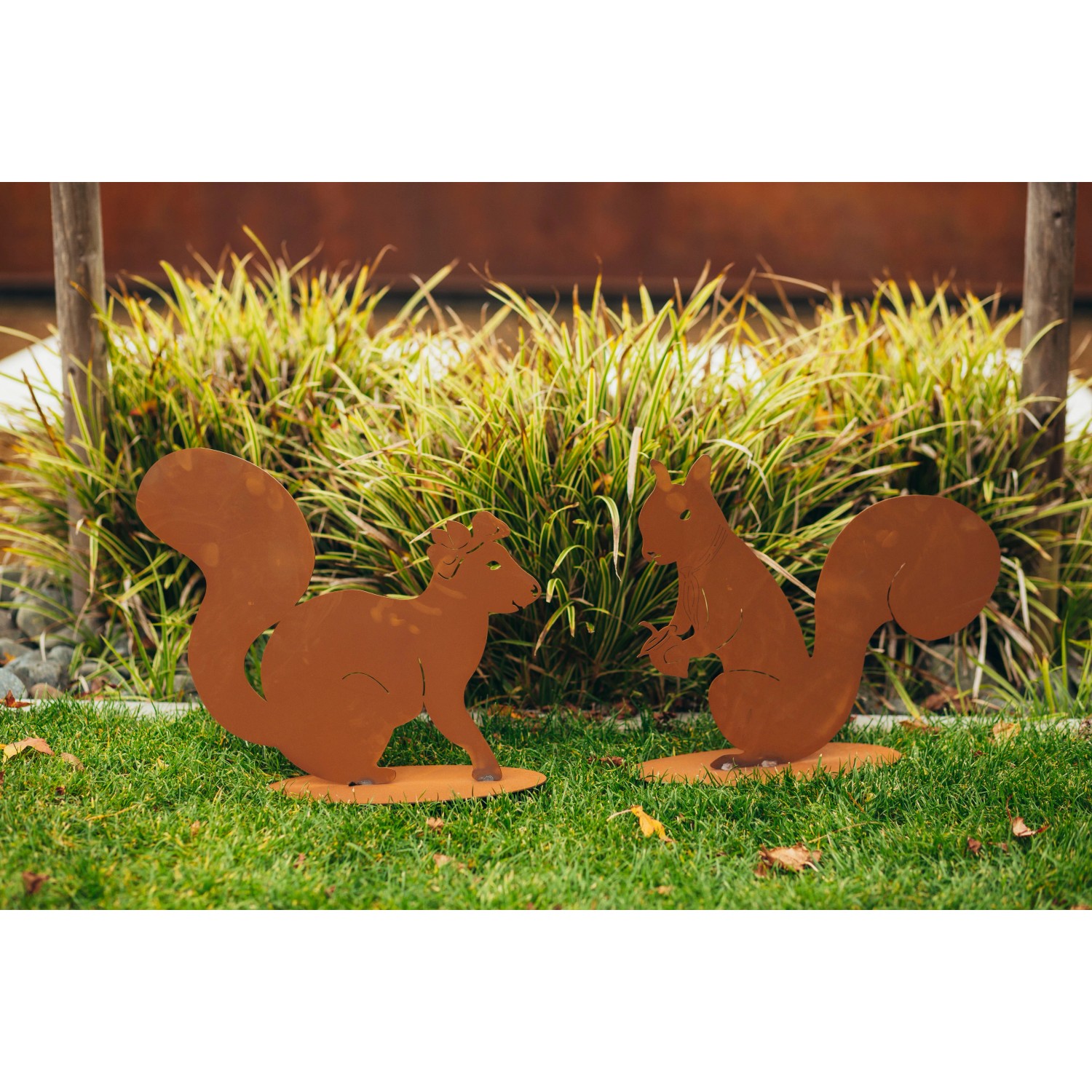 Ferrum Art Design Deko-Figuren Eichhörnchen Felix und Pauline aus Edelrost, 34 cm, Gartendekoration.