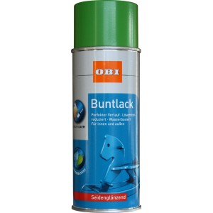 OBI Buntlack Spray RAL 6018 Gelbgrün, seidenglänzend, 400ml Dose.