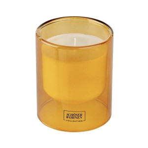 Schöner Wohnen Duftkerze L Vanilla im orangenen Glas, 9x11 cm.