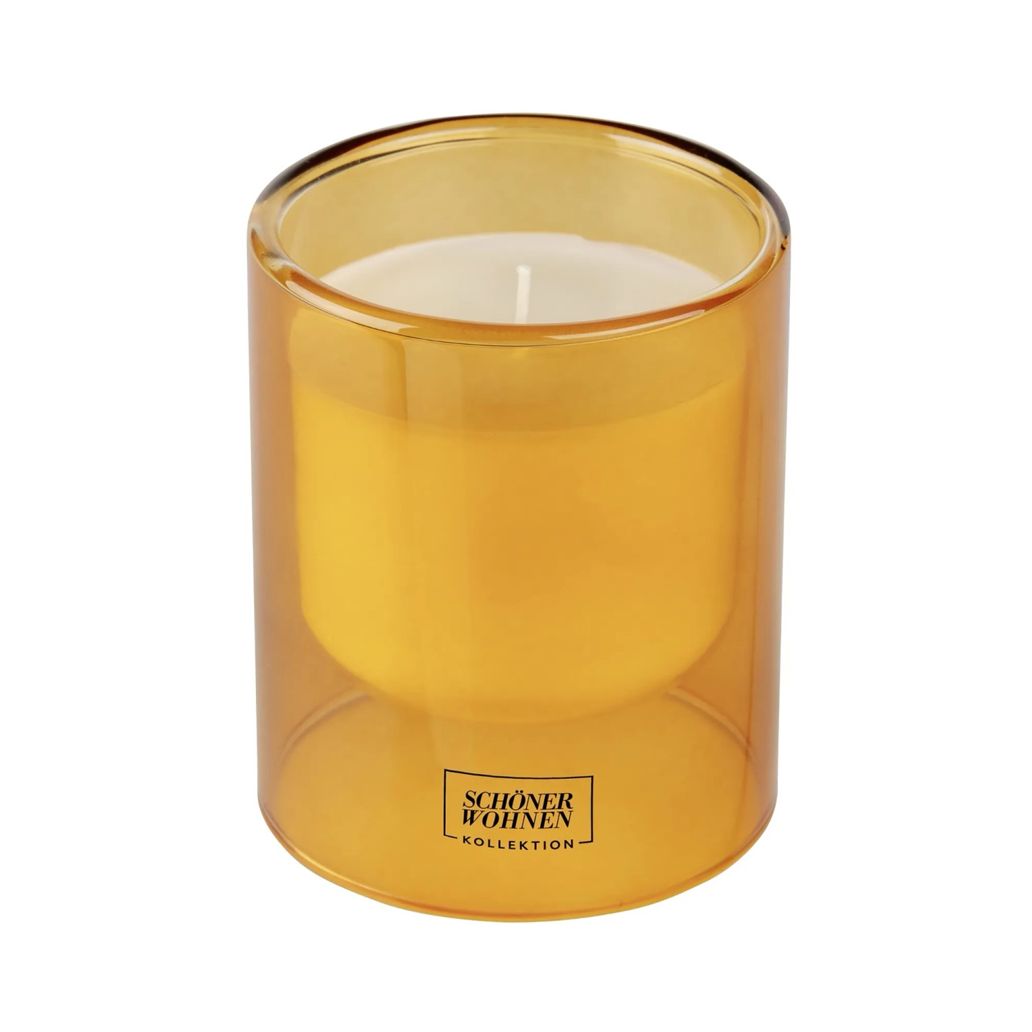 Schöner Wohnen Duftkerze L Vanilla im orangenen Glas, 9x11 cm.
