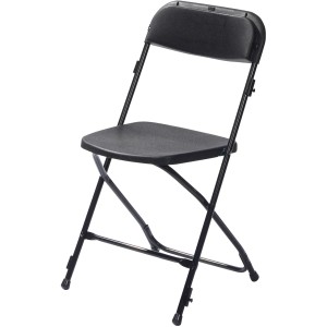 Schwarzer VEBA Klappstuhl Budget, ideal für Garten und Veranstaltungen.