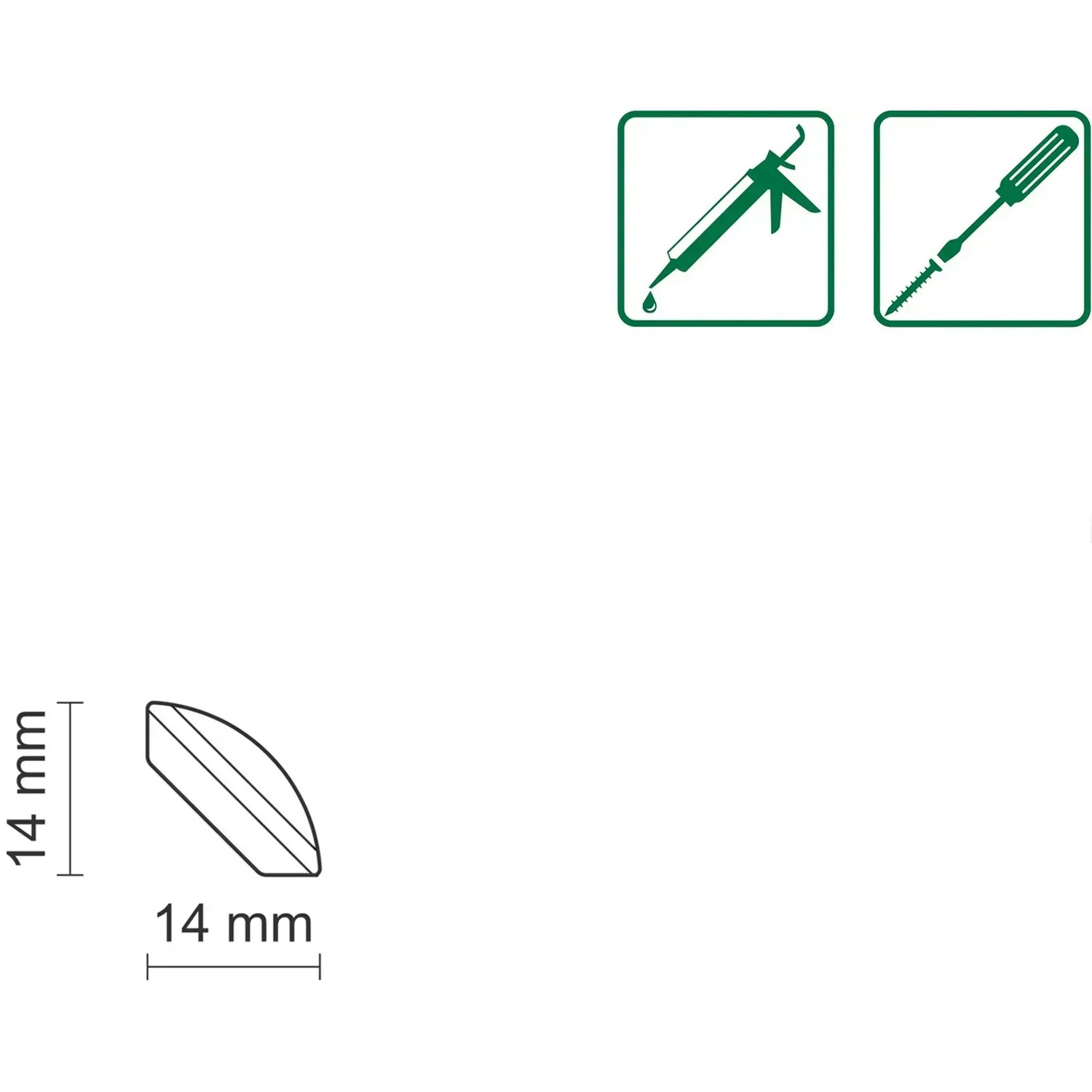 Abbildung eines Viertelstabs aus Eiche Natur lackiert, 14x14x2400 mm, zur Abdeckung von Dehnfugen.