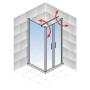 Schulte Alexa Style 2.0 Duschwand mit Pendeltür und Seitenwand, Funktionsweise dargestellt.