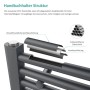 Schnittansicht des Emke Badheizkörpers Anthrazit, zeigt mehrschichtige Stahlkonstruktion und robuste Beschichtung.