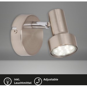 Briloner LED-Spot in Nickel matt, 1-flammig, schwenkbar für Wohn- und Schlafräume.