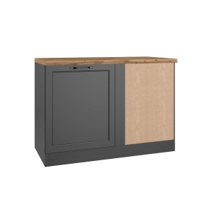 Held Küchen Eckunterschrank Kempten, 120 cm, Grau/Graphit, Landhaus-Optik.
