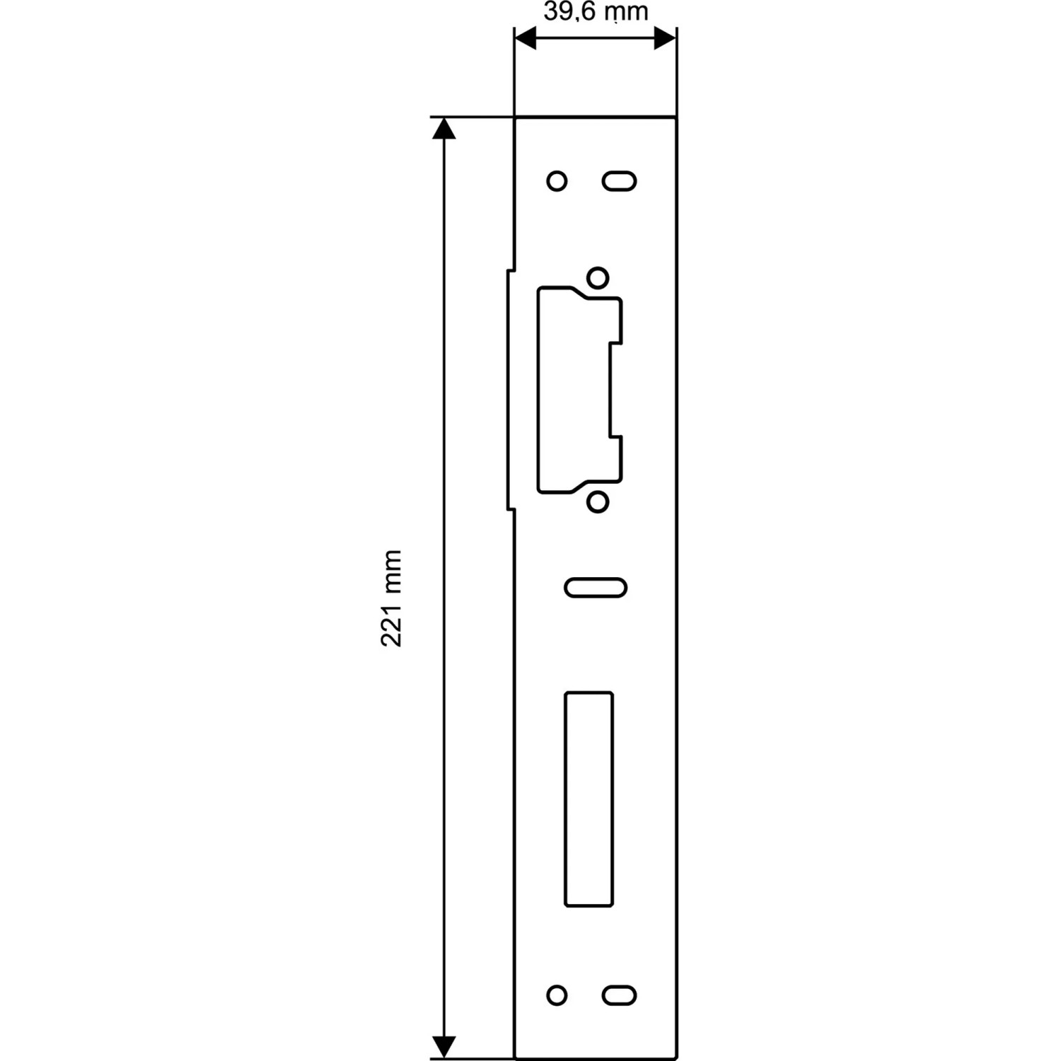Skizze: Elektrischer Türöffner für ThermoSpace Tür, Anschlag rechts, mit Maßangaben.